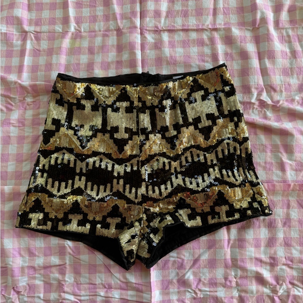 H&M Black and Gold High Waist Shorts